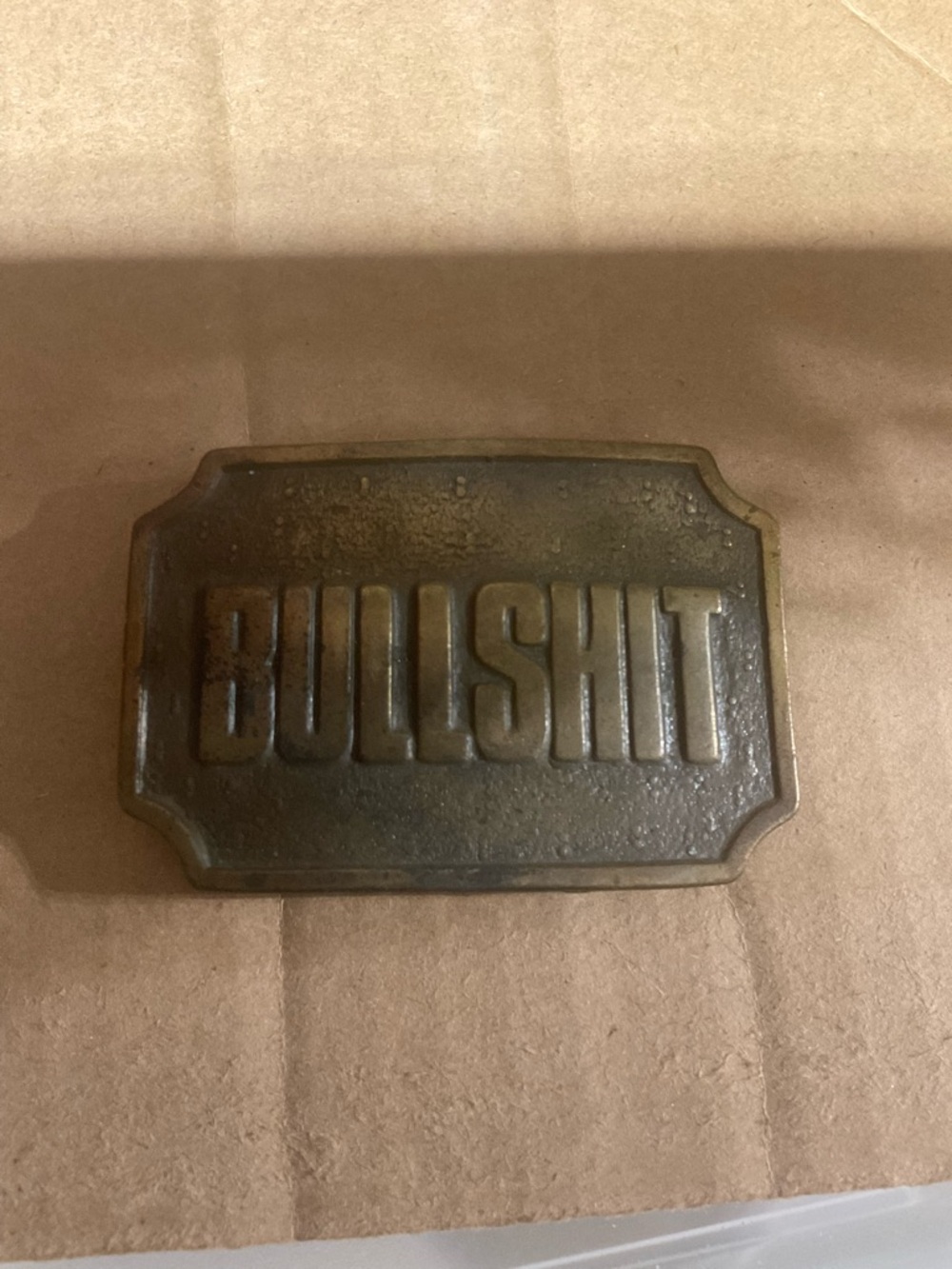 Brass Tone 'BULLSHIT' Statement Belt Buckle